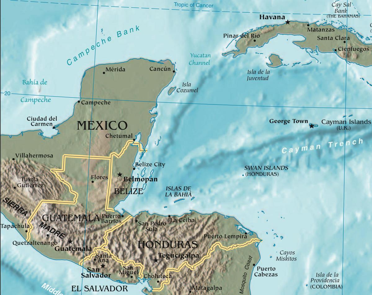 քարտեզ honduran ծոցի 