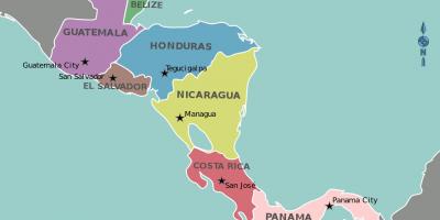 Քարտեզ Հոնդուրասի Կենտրոնական Ամերիկայի քարտեզի վրա
