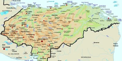 Քարտեզ Հոնդուրասի և հարևան երկրների