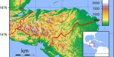 Քարտեզ Հոնդուրասի топографическая